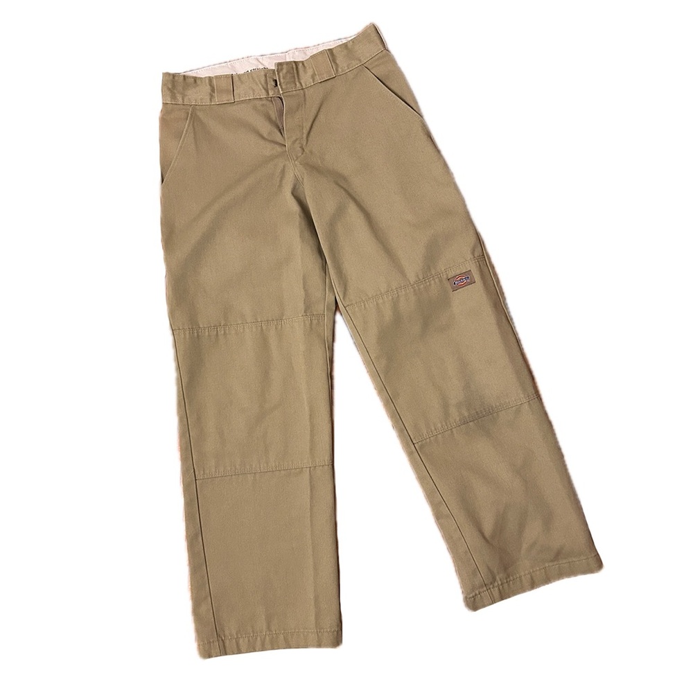 Khaki Dickies Double Knee Slim Straight Pants